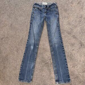 ARIAT REAL DENIM LOW RISE WESTERN BOOT CUT JEANS - W26" L35" EXTRA LONG TALL